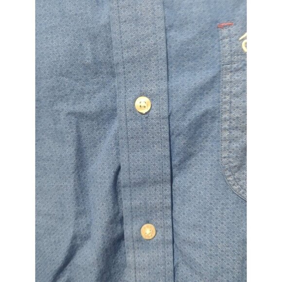 Rafter C Mens Button Down Shirt Blue All Over Print Golf Shirt Long Sleeve XL - Picture 4 of 14